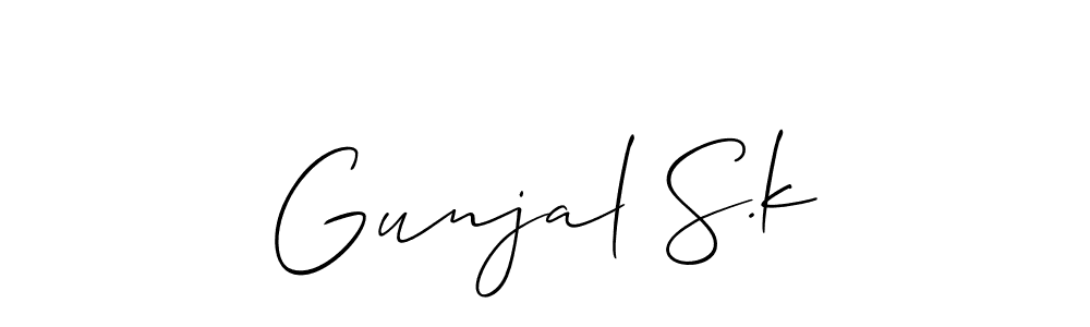 Design your own signature with our free online signature maker. With this signature software, you can create a handwritten (Allison_Script) signature for name Gunjal S.k. Gunjal S.k signature style 2 images and pictures png