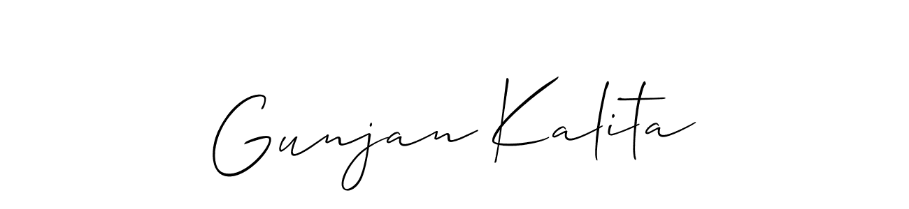 This is the best signature style for the Gunjan Kalita name. Also you like these signature font (Allison_Script). Mix name signature. Gunjan Kalita signature style 2 images and pictures png