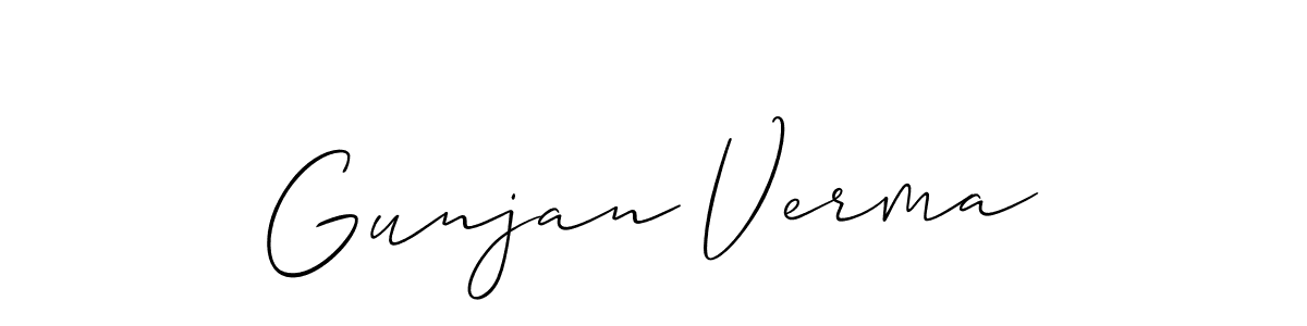 Allison_Script is a professional signature style that is perfect for those who want to add a touch of class to their signature. It is also a great choice for those who want to make their signature more unique. Get Gunjan Verma name to fancy signature for free. Gunjan Verma signature style 2 images and pictures png