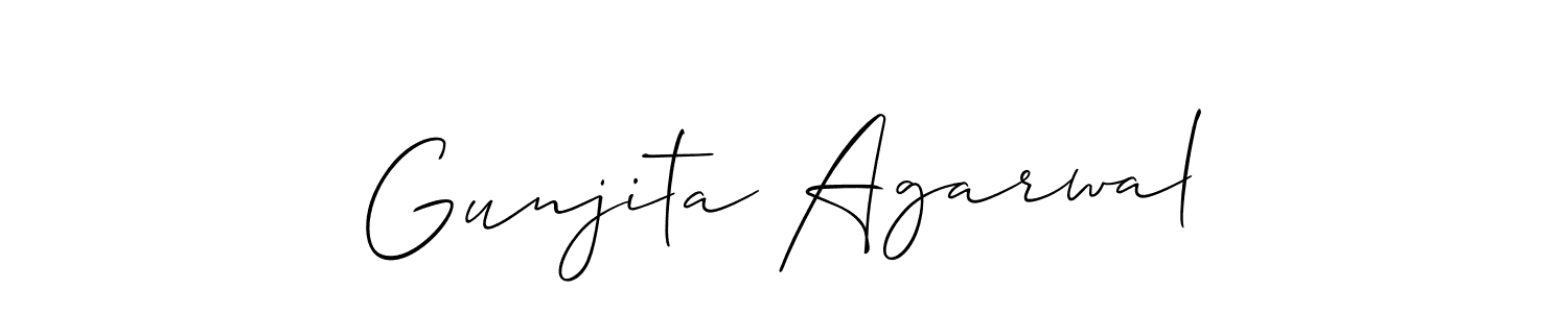 if you are searching for the best signature style for your name Gunjita Agarwal. so please give up your signature search. here we have designed multiple signature styles  using Allison_Script. Gunjita Agarwal signature style 2 images and pictures png