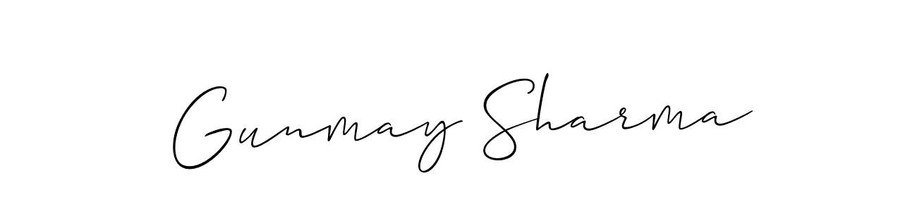 Allison_Script is a professional signature style that is perfect for those who want to add a touch of class to their signature. It is also a great choice for those who want to make their signature more unique. Get Gunmay Sharma name to fancy signature for free. Gunmay Sharma signature style 2 images and pictures png