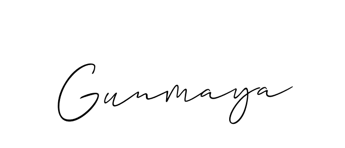 Create a beautiful signature design for name Gunmaya. With this signature (Allison_Script) fonts, you can make a handwritten signature for free. Gunmaya signature style 2 images and pictures png