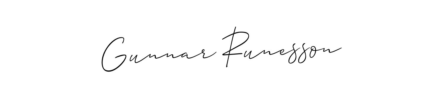 The best way (Allison_Script) to make a short signature is to pick only two or three words in your name. The name Gunnar Runesson include a total of six letters. For converting this name. Gunnar Runesson signature style 2 images and pictures png