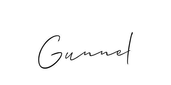 It looks lik you need a new signature style for name Gunnel. Design unique handwritten (Allison_Script) signature with our free signature maker in just a few clicks. Gunnel signature style 2 images and pictures png