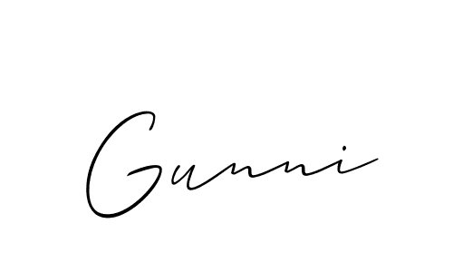 Use a signature maker to create a handwritten signature online. With this signature software, you can design (Allison_Script) your own signature for name Gunni. Gunni signature style 2 images and pictures png