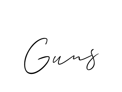 It looks lik you need a new signature style for name Guns. Design unique handwritten (Allison_Script) signature with our free signature maker in just a few clicks. Guns signature style 2 images and pictures png