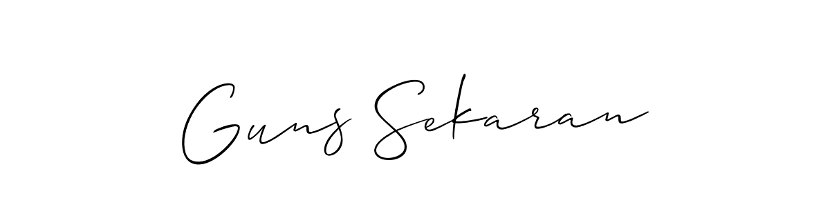 Also You can easily find your signature by using the search form. We will create Guns Sekaran name handwritten signature images for you free of cost using Allison_Script sign style. Guns Sekaran signature style 2 images and pictures png