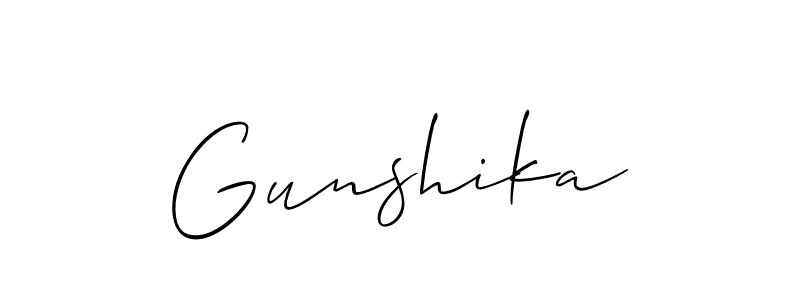Also You can easily find your signature by using the search form. We will create Gunshika name handwritten signature images for you free of cost using Allison_Script sign style. Gunshika signature style 2 images and pictures png