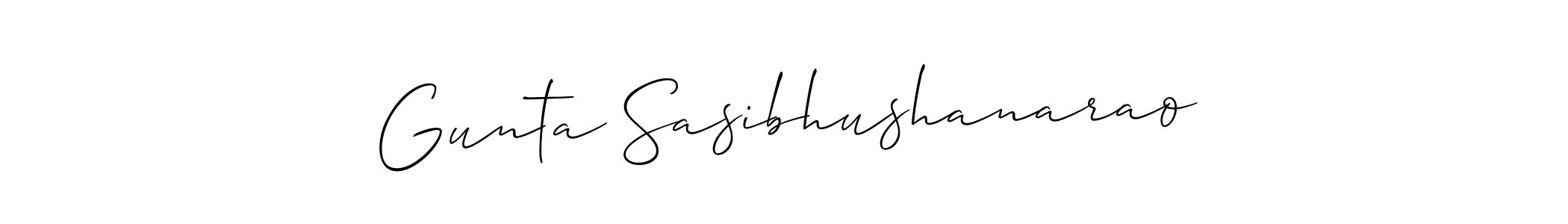 The best way (Allison_Script) to make a short signature is to pick only two or three words in your name. The name Gunta Sasibhushanarao include a total of six letters. For converting this name. Gunta Sasibhushanarao signature style 2 images and pictures png