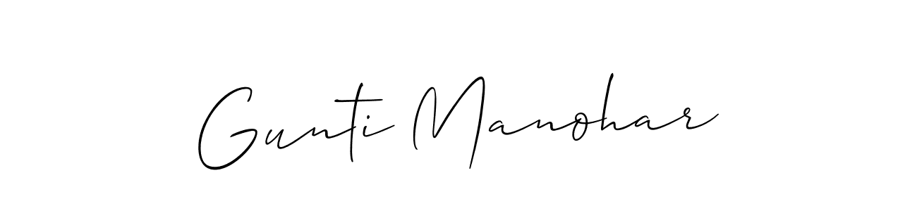 Use a signature maker to create a handwritten signature online. With this signature software, you can design (Allison_Script) your own signature for name Gunti Manohar. Gunti Manohar signature style 2 images and pictures png