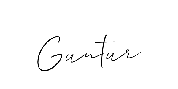 Use a signature maker to create a handwritten signature online. With this signature software, you can design (Allison_Script) your own signature for name Guntur. Guntur signature style 2 images and pictures png
