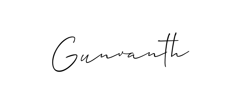 How to make Gunvanth name signature. Use Allison_Script style for creating short signs online. This is the latest handwritten sign. Gunvanth signature style 2 images and pictures png