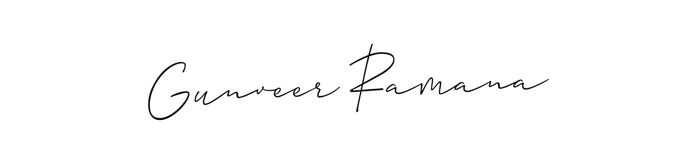 How to make Gunveer Ramana name signature. Use Allison_Script style for creating short signs online. This is the latest handwritten sign. Gunveer Ramana signature style 2 images and pictures png