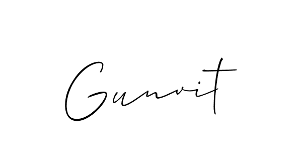 How to make Gunvit name signature. Use Allison_Script style for creating short signs online. This is the latest handwritten sign. Gunvit signature style 2 images and pictures png