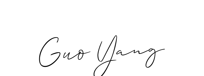 The best way (Allison_Script) to make a short signature is to pick only two or three words in your name. The name Guo Yang include a total of six letters. For converting this name. Guo Yang signature style 2 images and pictures png