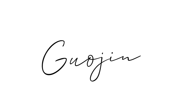 How to make Guojin signature? Allison_Script is a professional autograph style. Create handwritten signature for Guojin name. Guojin signature style 2 images and pictures png