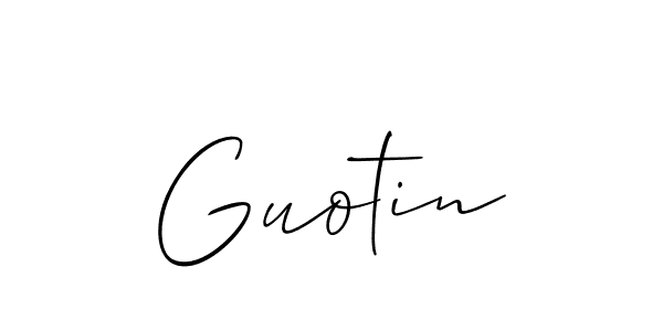 It looks lik you need a new signature style for name Guotin. Design unique handwritten (Allison_Script) signature with our free signature maker in just a few clicks. Guotin signature style 2 images and pictures png