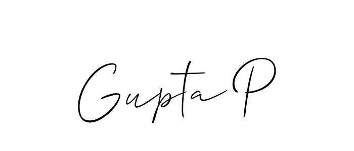 Design your own signature with our free online signature maker. With this signature software, you can create a handwritten (Allison_Script) signature for name Gupta P. Gupta P signature style 2 images and pictures png