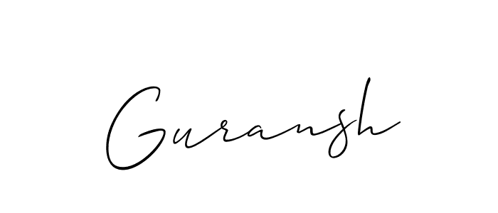 The best way (Allison_Script) to make a short signature is to pick only two or three words in your name. The name Guransh include a total of six letters. For converting this name. Guransh signature style 2 images and pictures png