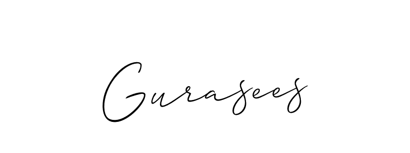 Create a beautiful signature design for name Gurasees. With this signature (Allison_Script) fonts, you can make a handwritten signature for free. Gurasees signature style 2 images and pictures png