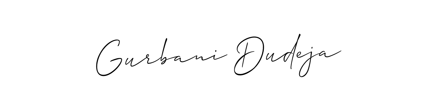 It looks lik you need a new signature style for name Gurbani Dudeja. Design unique handwritten (Allison_Script) signature with our free signature maker in just a few clicks. Gurbani Dudeja signature style 2 images and pictures png