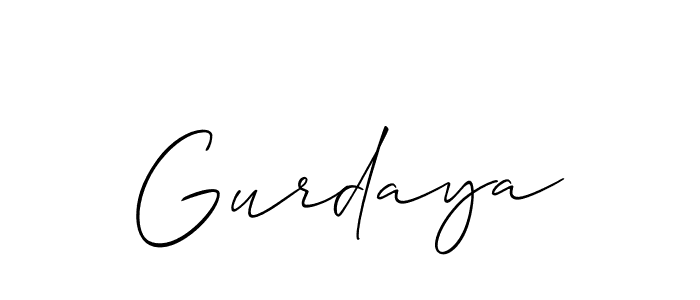 Make a beautiful signature design for name Gurdaya. With this signature (Allison_Script) style, you can create a handwritten signature for free. Gurdaya signature style 2 images and pictures png