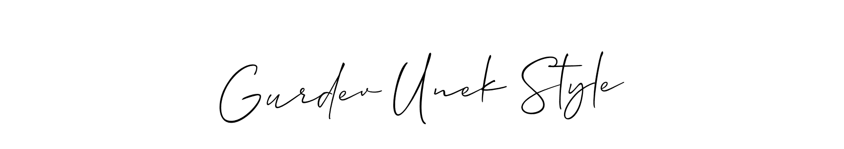 How to make Gurdev Unek Style signature? Allison_Script is a professional autograph style. Create handwritten signature for Gurdev Unek Style name. Gurdev Unek Style signature style 2 images and pictures png