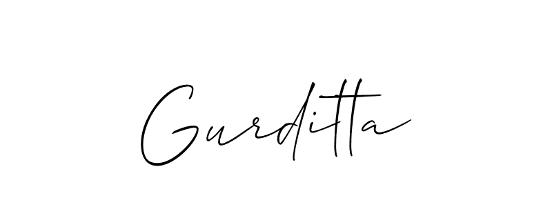 Design your own signature with our free online signature maker. With this signature software, you can create a handwritten (Allison_Script) signature for name Gurditta. Gurditta signature style 2 images and pictures png