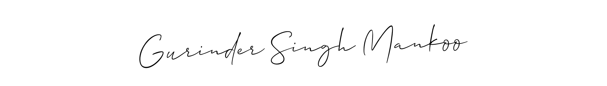 Make a beautiful signature design for name Gurinder Singh Mankoo. With this signature (Allison_Script) style, you can create a handwritten signature for free. Gurinder Singh Mankoo signature style 2 images and pictures png