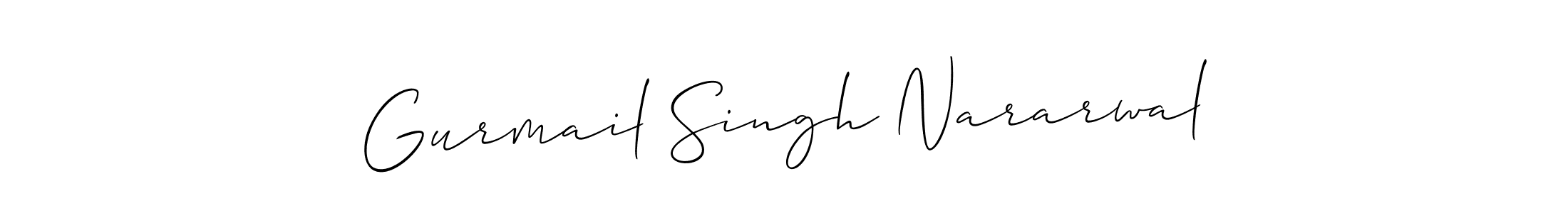 How to make Gurmail Singh Nararwal name signature. Use Allison_Script style for creating short signs online. This is the latest handwritten sign. Gurmail Singh Nararwal signature style 2 images and pictures png
