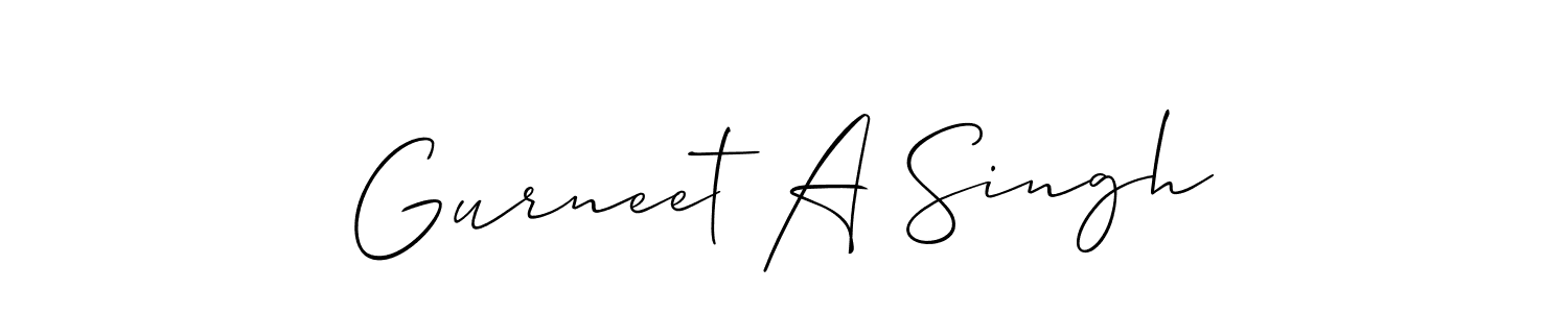 It looks lik you need a new signature style for name Gurneet A Singh. Design unique handwritten (Allison_Script) signature with our free signature maker in just a few clicks. Gurneet A Singh signature style 2 images and pictures png