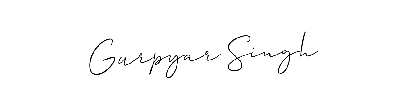 Make a beautiful signature design for name Gurpyar Singh. With this signature (Allison_Script) style, you can create a handwritten signature for free. Gurpyar Singh signature style 2 images and pictures png