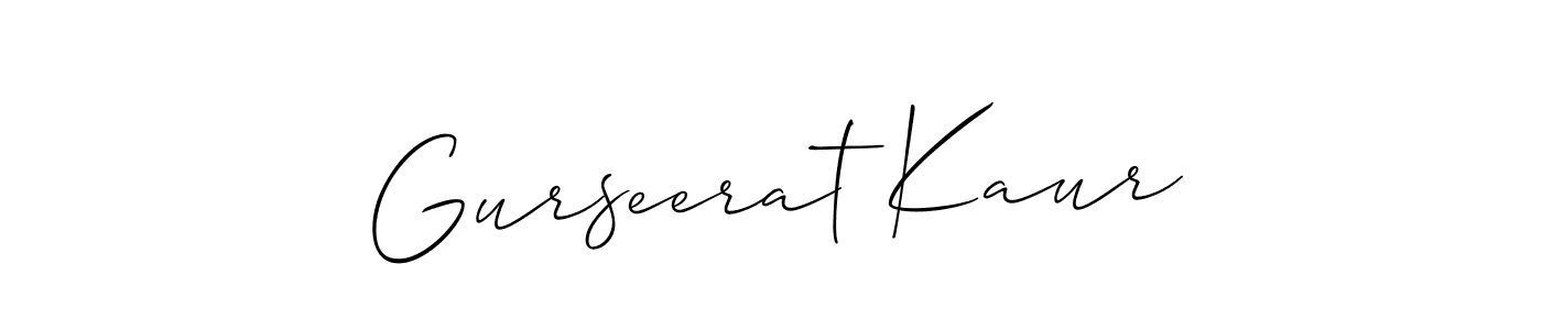 The best way (Allison_Script) to make a short signature is to pick only two or three words in your name. The name Gurseerat Kaur include a total of six letters. For converting this name. Gurseerat Kaur signature style 2 images and pictures png