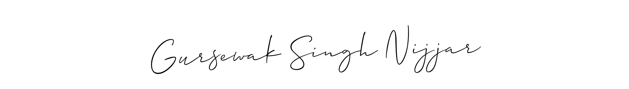 How to make Gursewak Singh Nijjar name signature. Use Allison_Script style for creating short signs online. This is the latest handwritten sign. Gursewak Singh Nijjar signature style 2 images and pictures png