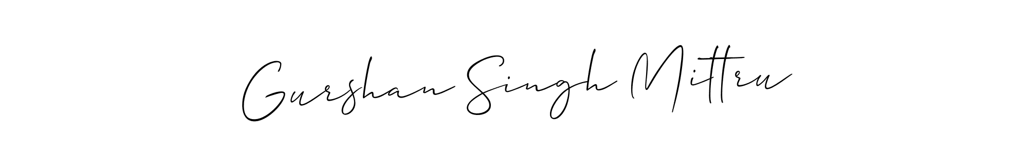 Create a beautiful signature design for name Gurshan Singh Mittru. With this signature (Allison_Script) fonts, you can make a handwritten signature for free. Gurshan Singh Mittru signature style 2 images and pictures png