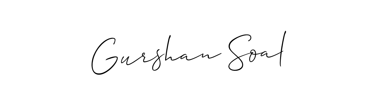The best way (Allison_Script) to make a short signature is to pick only two or three words in your name. The name Gurshan Soal include a total of six letters. For converting this name. Gurshan Soal signature style 2 images and pictures png