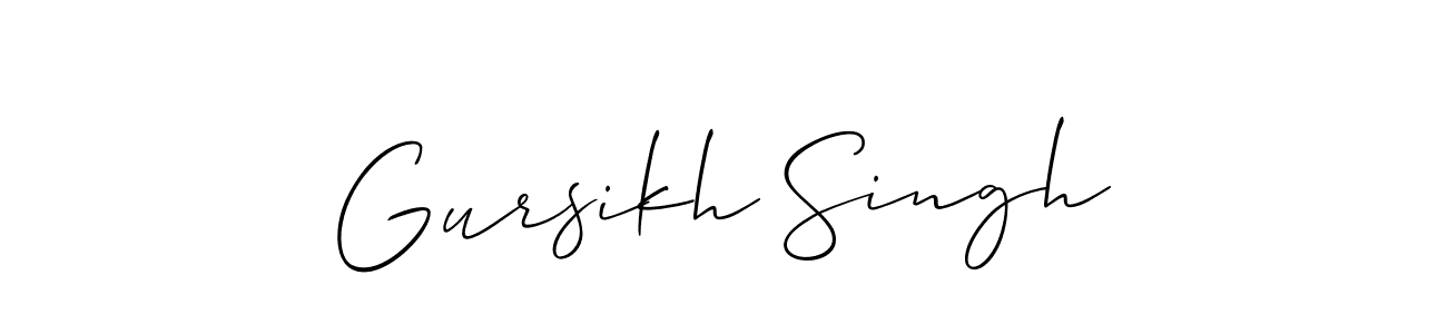 How to make Gursikh Singh name signature. Use Allison_Script style for creating short signs online. This is the latest handwritten sign. Gursikh Singh signature style 2 images and pictures png