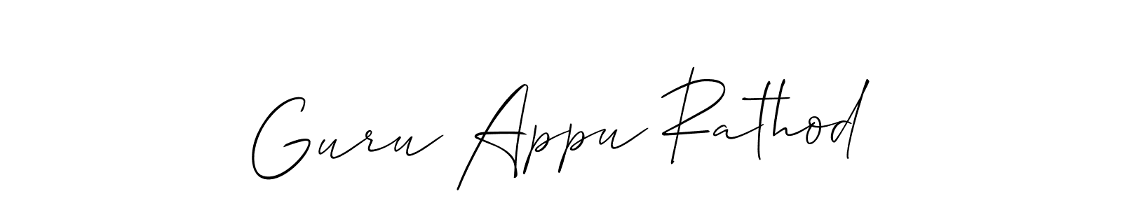 Also You can easily find your signature by using the search form. We will create Guru Appu Rathod name handwritten signature images for you free of cost using Allison_Script sign style. Guru Appu Rathod signature style 2 images and pictures png