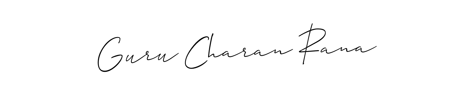 Allison_Script is a professional signature style that is perfect for those who want to add a touch of class to their signature. It is also a great choice for those who want to make their signature more unique. Get Guru Charan Rana name to fancy signature for free. Guru Charan Rana signature style 2 images and pictures png