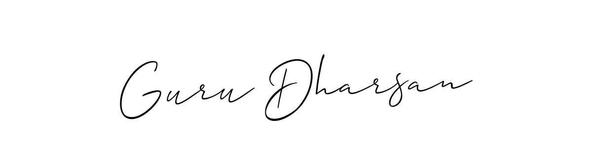 It looks lik you need a new signature style for name Guru Dharsan. Design unique handwritten (Allison_Script) signature with our free signature maker in just a few clicks. Guru Dharsan signature style 2 images and pictures png