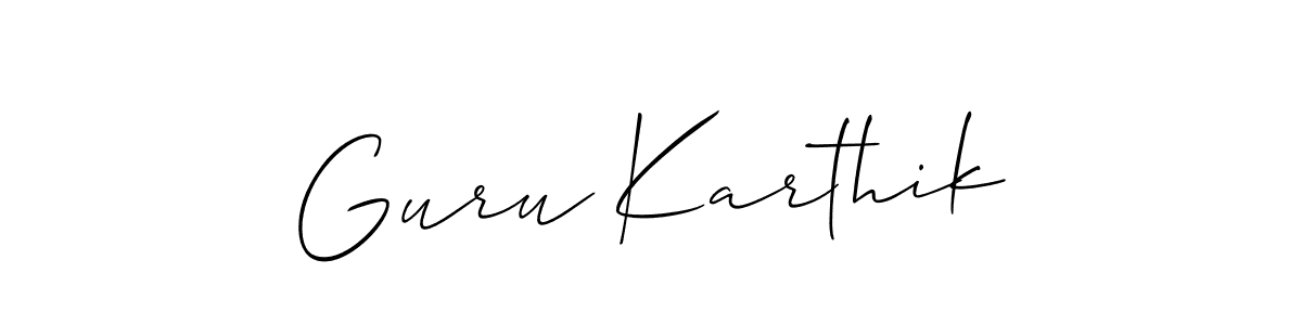 The best way (Allison_Script) to make a short signature is to pick only two or three words in your name. The name Guru Karthik include a total of six letters. For converting this name. Guru Karthik signature style 2 images and pictures png