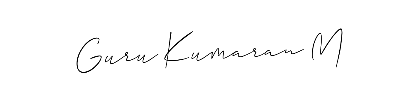 if you are searching for the best signature style for your name Guru Kumaran M. so please give up your signature search. here we have designed multiple signature styles  using Allison_Script. Guru Kumaran M signature style 2 images and pictures png