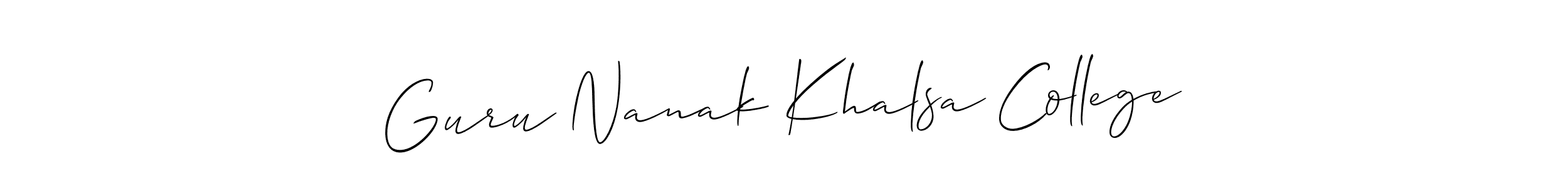 Create a beautiful signature design for name Guru Nanak Khalsa College. With this signature (Allison_Script) fonts, you can make a handwritten signature for free. Guru Nanak Khalsa College signature style 2 images and pictures png