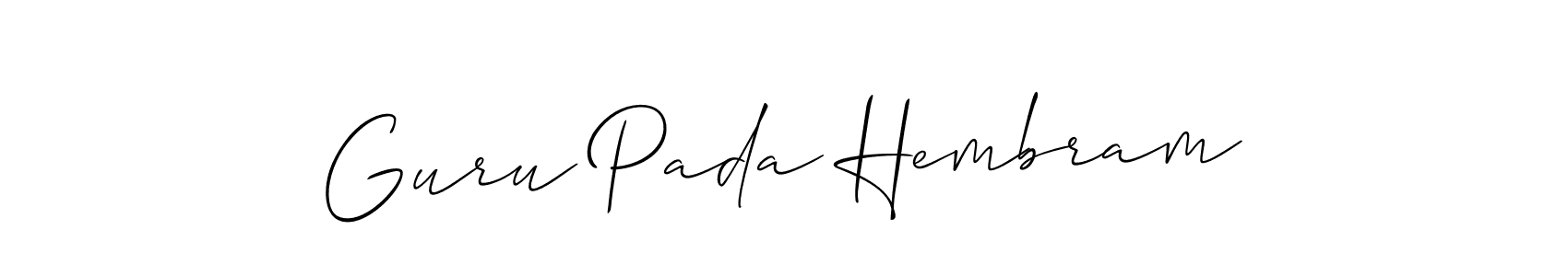 if you are searching for the best signature style for your name Guru Pada Hembram. so please give up your signature search. here we have designed multiple signature styles  using Allison_Script. Guru Pada Hembram signature style 2 images and pictures png