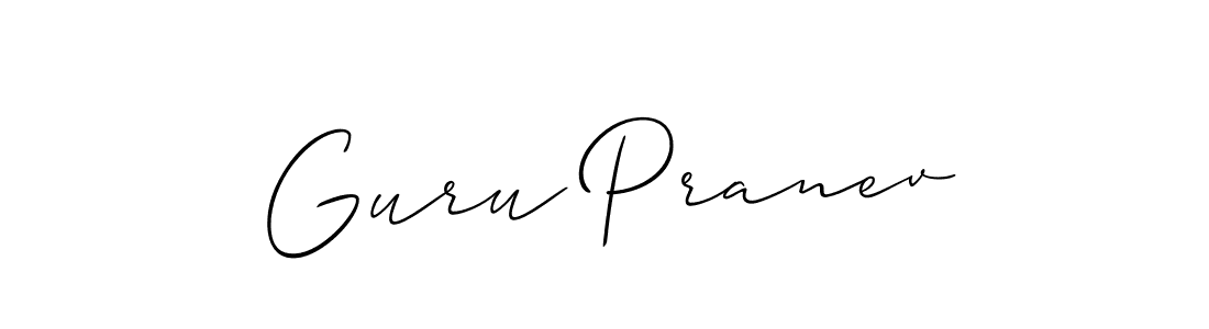 You should practise on your own different ways (Allison_Script) to write your name (Guru Pranev) in signature. don't let someone else do it for you. Guru Pranev signature style 2 images and pictures png