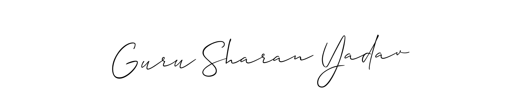 Similarly Allison_Script is the best handwritten signature design. Signature creator online .You can use it as an online autograph creator for name Guru Sharan Yadav. Guru Sharan Yadav signature style 2 images and pictures png