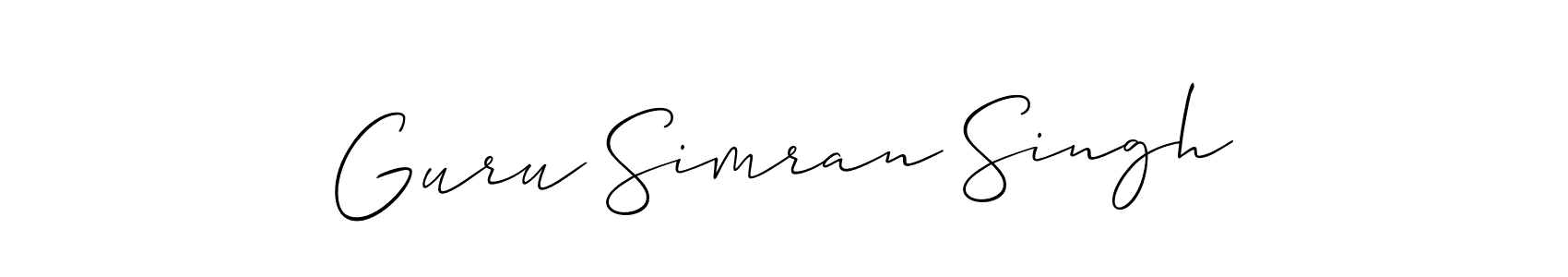 It looks lik you need a new signature style for name Guru Simran Singh. Design unique handwritten (Allison_Script) signature with our free signature maker in just a few clicks. Guru Simran Singh signature style 2 images and pictures png