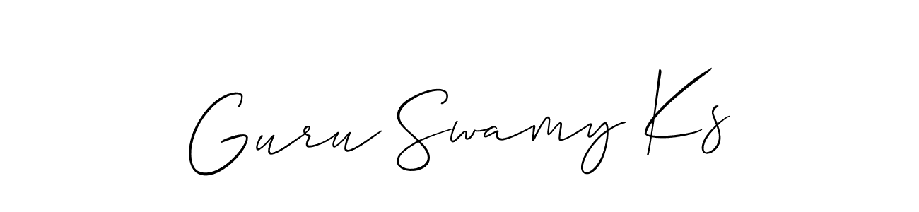 Create a beautiful signature design for name Guru Swamy Ks. With this signature (Allison_Script) fonts, you can make a handwritten signature for free. Guru Swamy Ks signature style 2 images and pictures png