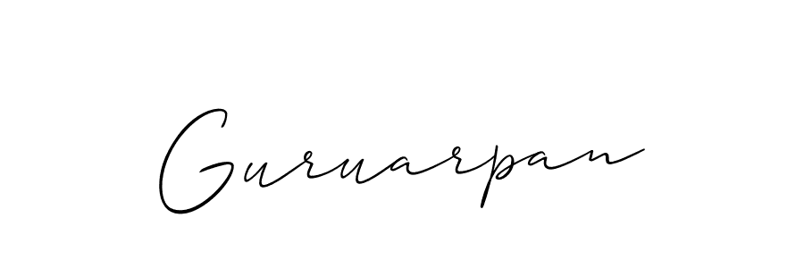 The best way (Allison_Script) to make a short signature is to pick only two or three words in your name. The name Guruarpan include a total of six letters. For converting this name. Guruarpan signature style 2 images and pictures png
