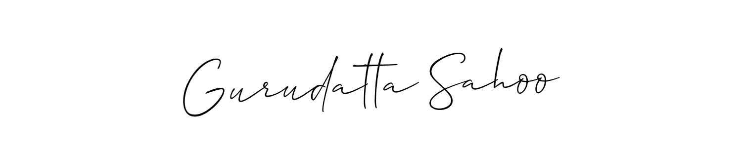 Also You can easily find your signature by using the search form. We will create Gurudatta Sahoo name handwritten signature images for you free of cost using Allison_Script sign style. Gurudatta Sahoo signature style 2 images and pictures png